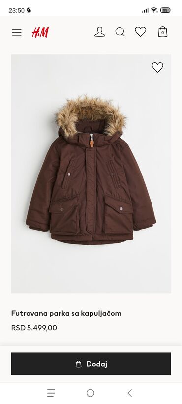 polovna odeca za bebe: H&M, Parka, 128-134