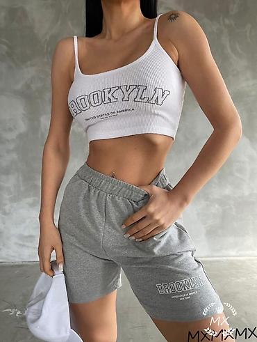 boa donji ves: Damski sportski komplet „Brooklyn” – top i šorts - Gornji deo: beli — 1
