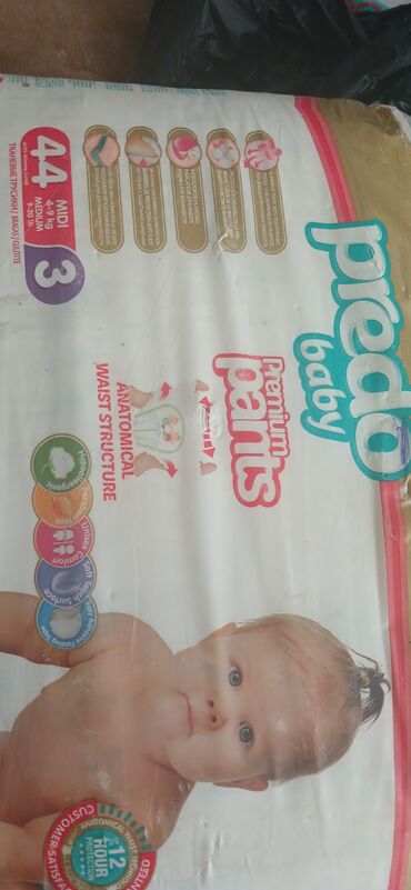 Uşaqlar üçün digər mallar: Predo Baby Premium Pants uşaq bezi, orta ölçülü, 44 ədəd. Anatomik bel