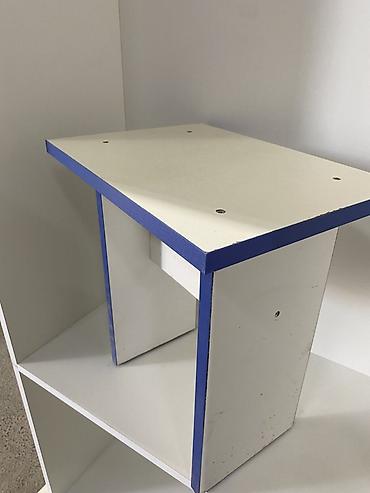 taburet: Ağ-laminat oturacaq/kiçik masa - Material: ağ rəngli laminat taxta — 2