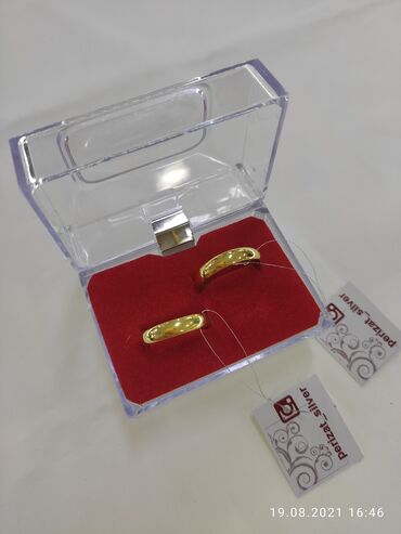 кольцо для пары: Обручальное кольцо Серебро покрыто желтое золото пробы 925 Размеры