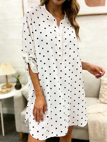 Haljine: Haljina-košulja sa tufnama - Model: ležerna A-linija, dužina iznad — 2