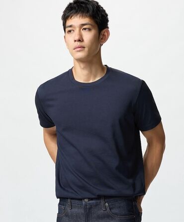 Футболки: Мужская футболка, 2XL (EU 44), Uniqlo, Новый, цвет - Синий, Самовывоз