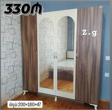 ikinci əl şkaf: *Dolab 4 Qapılı 💫 330Azn* ✔️Materialı Rusiya Laminatı 18/lik