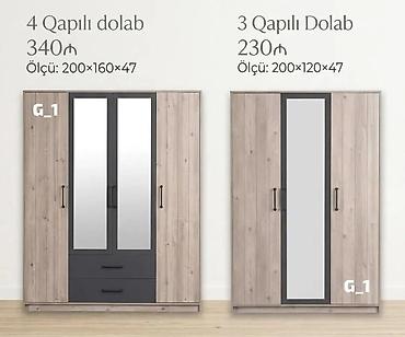 paltar dolabları: Məhsul: G_1 model geyim dolabı Variantlar və ölçülər: - 4 qapılı — 1