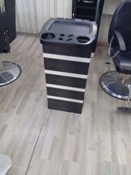 dubaýda işlemek: Bərbər/salon üçün köməkçi servis təkəri (trolley) - Rəng: qara, ağ