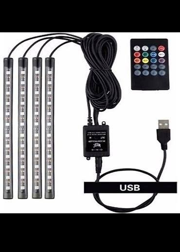 niva qapi uzlukleri: Avtomobil salonu üçün USB girişli RGB LED ambient işıq dəsti. Dəst 4 — 2