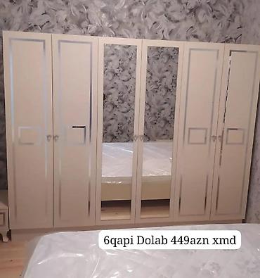 ucuz dolap: 6 qapılı geyim dolabı - Klassik üslubda, krem rəngli korpus - Ön — 1