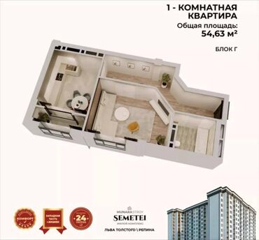 продается цокольное помещение алматинка магистраль: 1 комната, 54 м², Элитка, 7 этаж, ПСО (под самоотделку)