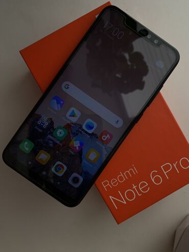 кербен телефон: Redmi, Redmi Note 6 Pro, Колдонулган, 32 ГБ, түсү - Кара, 2 SIM