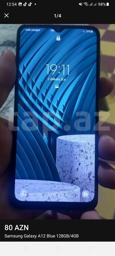 samsung 22: Samsung Galaxy A12, 128 GB, rəng - Göy, İki sim kartlı