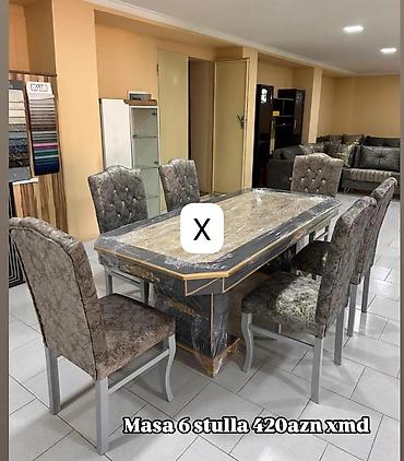 Yemək masası dəsti – 6 stul ilə birlikdə. - Masa: Uzun düzbucaqlı lalafo.az -da Yemək masası dəsti – 6 stul ilə birlikdə. - Masa: Uzun düzbucaqlı
