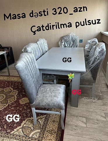 stol stul metbex: Qonaq otağı üçün, Yeni, Dördbucaq masa, 6 stul — 1