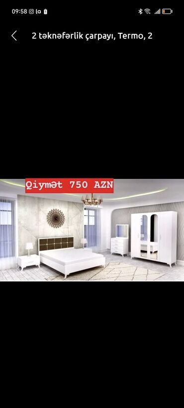 Yataq otağı dəstləri: İkinəfərlik çarpayı, Dolab, Termo, 2 tumba, Azərbaycan, Yeni — 17