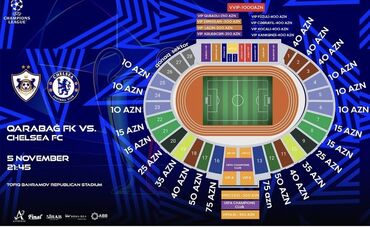 Əlcəklər: Qarabağ-Chelsea 3bilet Sektor 21 sira 15 40man Sektor 23 sira 27 30man