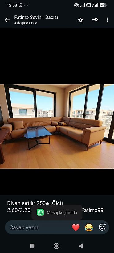 Divan satılır 750₼. Ölçü 2.60/3.20. Açılır. Ünvan sibriz. Fatimə99 — 1