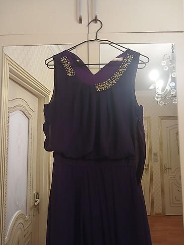 Ziyafət donları: 1) Bəzəkli yaxalı maxi don - Rəng: tünd bənövşəyi - Model: qolsuz — 1