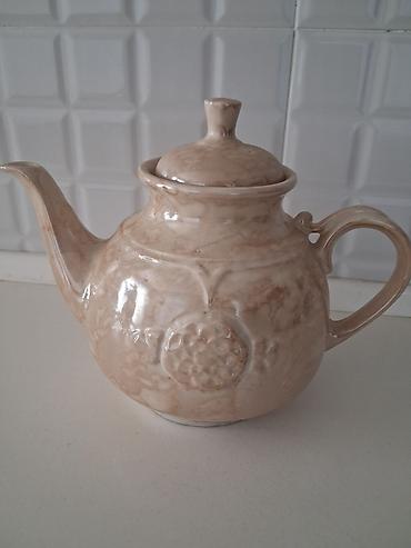 Keramik çaynik - Material: Şirli keramika - Rəng: Açıq bej/mərmərə