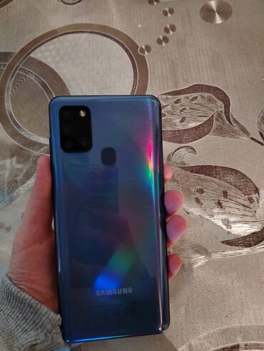 düyməli telefonlar: Samsung Galaxy A21S, 32 GB, rəng - Göy, Barmaq izi, İki sim kartlı, Face ID