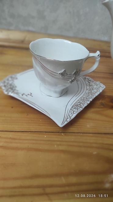 Qab-qacaq və mətbəx ləvazimatları: Çay dəsti, rəng - Ağ, Farfor — 3