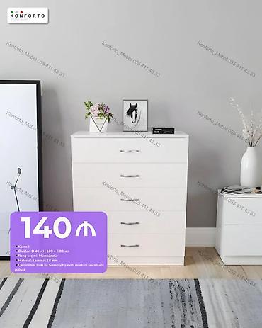 Ağ rəngli komod - Ölçülər: D 40 × H 100 × E 80 sm - Rəng seçimi