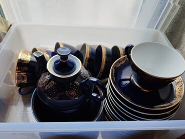 Bitkilər: Çay dəsti, rəng - Göy, Farfor
