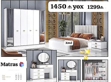 ders masasi: Yataq otağı dəsti – ağ rəngdə, müasir minimal dizayn. Dəst tərkibi: - — 1