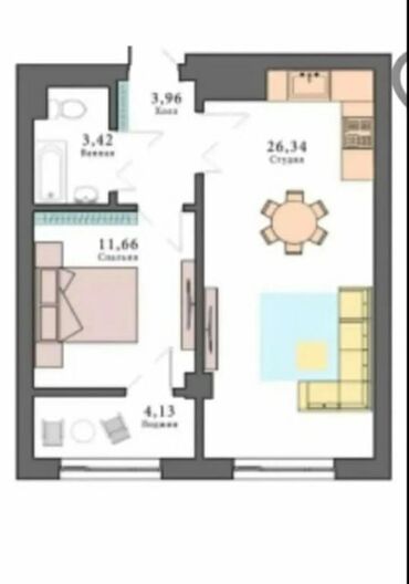 чопон ата: 2 комнаты, 50 м², Элитка, 5 этаж