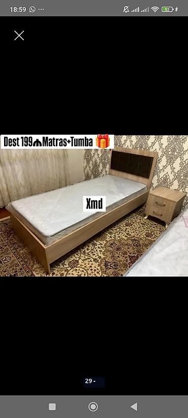 tumbucka: Yataq dəsti – çarpayı + matras + tumba - Dəst tərkibi: tək nəfərlik — 1