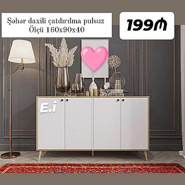 çörək sexi: - Yaşayış otağı üçün şık ağ rəngli konsol/dolab - Ölçü: 160x90x40 sm — 1