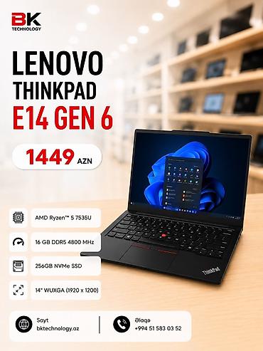 8 gb ram: Yeni Lenovo ThinkPad, 14 ", AMD Ryzen 5, 256 GB, Rayonlara çatdırılma, Ünvandan götürmə — 1
