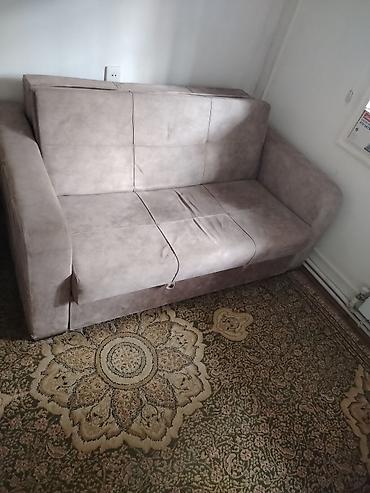 divan pufik: Çevrilən divan – yumşaq mikrofiber/qum rəngli parça üzlük - 2 — 1