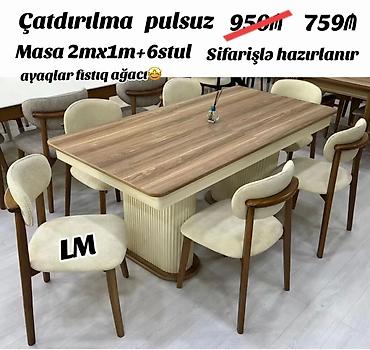 modern stol stul: Düz masa, Qonaq otağı üçün, 6 nəfər, Açılmayan — 1