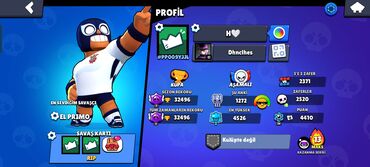 ikinci el mikrodalga: Brawl Stars oyun hesabı satılır. Bu hesabda "El Primo" ən sevimli