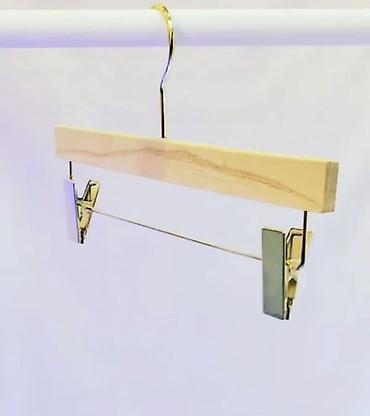 вешилка: Taxta ətək/şalvar askısı - Material: möhkəm təbii ağac gövdə və metal — 1