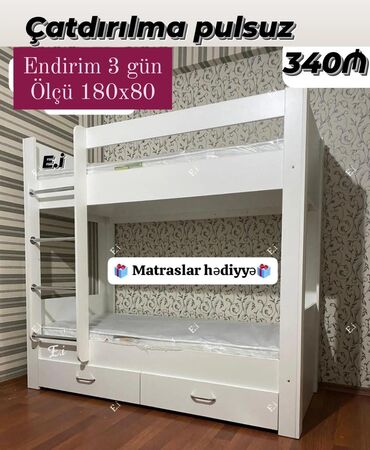 metal ikimərtəbəli çarpayılar: Oğlan və qız üçün, Yeni, Çarpayı, Matras ilə, Siyirməli, Laminat