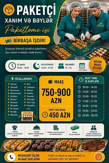 kargo paketleme işi: Qablaşdırıcı tələb olunur, İstənilən yaş, Təcrübəsiz, Aylıq ödəniş — 1