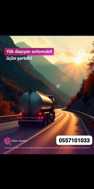 Reklam, çap: Avtomobilinizin icbari ve kasko sigortasini bizde edin tehlukeden