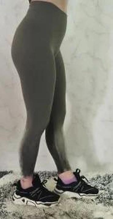 Helanke, biciklistički šortsevi: Ženske sportske helanke – visoki struk, maslinasto zelene - Kroj — 14