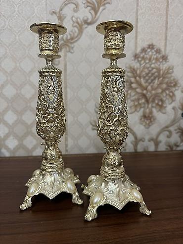 Şamdanlar: Metal şamdan dəsti - 2 ədəd dekorativ şamdan - Material: ağır metal — 3