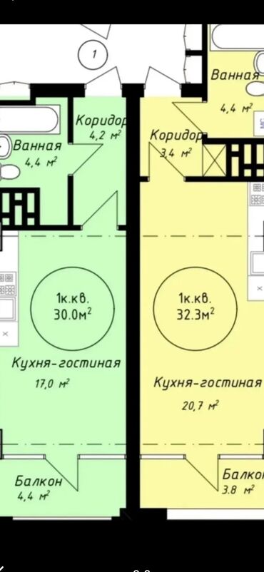 Продажа квартир: 1 комната, 30 м², Элитка, 13 этаж, ПСО (под самоотделку) — 6