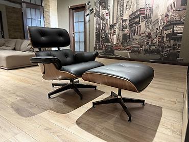 Реклайнеры: Новое дизайнерское Кресло-реклайнер в стиле Eames Lounge с пуфом — 3