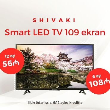 108 ekran smart tv: Yeni Televizor Shivaki 43" Ünvandan götürmə, Ödənişli çatdırılma, Rayonlara çatdırılma