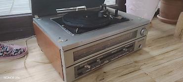 səs mikseri: Retro musiqi mərkəzi – pikap + radio + kaset pleyer kombosu - Üst — 1