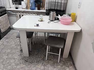 silver kitchen: Обеденный стол с табуретами - Цвет: белый, полуглянцевая столешница - — 1