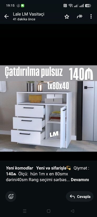 Салонная, медицинская мебель: _*Yeni komodlar*_ *Yeni və sifarişlə💫* Qiymət : *140₼* Ölçü: hün