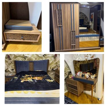 продам кровать двуспальную бу: İkinəfərlik çarpayı, Dolab, Komod, 2 tumba, İşlənmiş