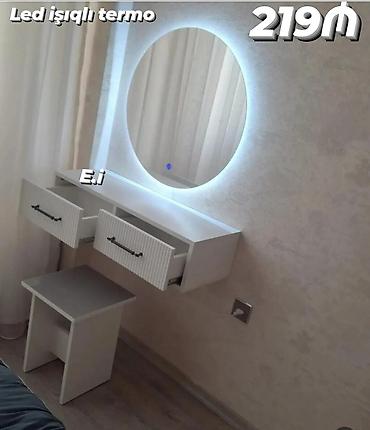 pastel dest: LED işıqlı termo güzgülü makiyaj masası - Dairəvi LED arxa işıqlı — 1