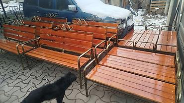 Мебель: Скамейка Металл, Со спинкой, С крышей — 2