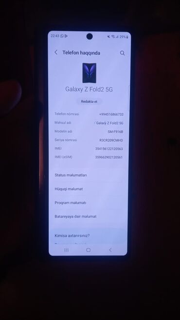 samsung a 12: Samsung Galaxy Z Fold 2, 256 GB, rəng - Qara